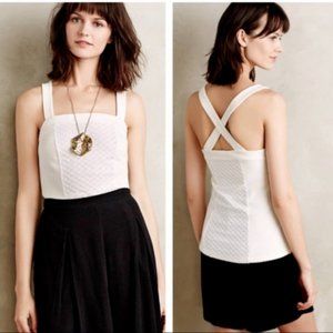 Anthropologie Deletta Cream Cross Back Tank